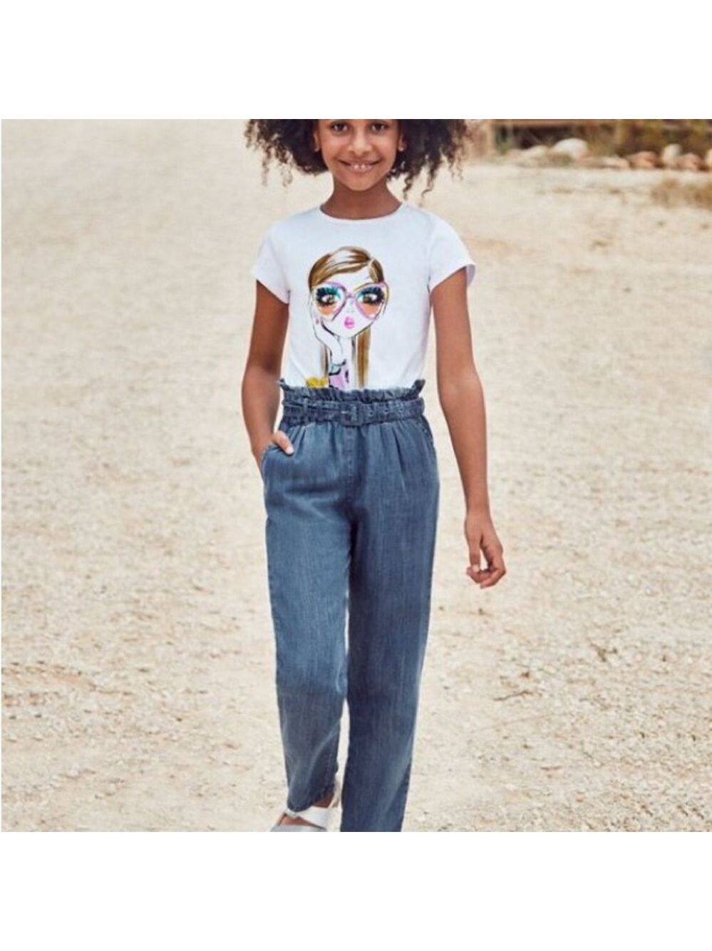 Size 14 Girls Mayoral Gathered Waist Blue Jeans for Kids